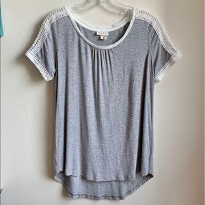 Anthro top w/eyelet sleeve detail